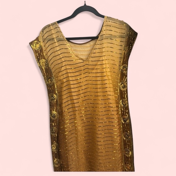 Trina Turk Gold Beaded Resort Midi Dress